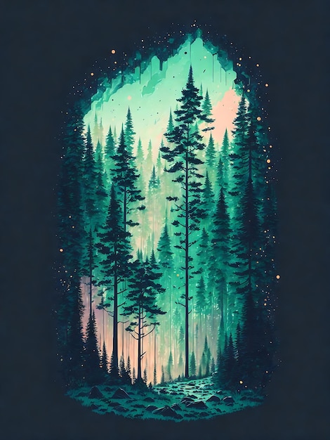 ilustração da paisagem da floresta