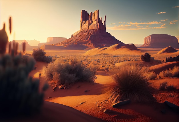 Ilustração da paisagem do deserto de Scottsdale Arizona nos EUA ao pôr do sol AI