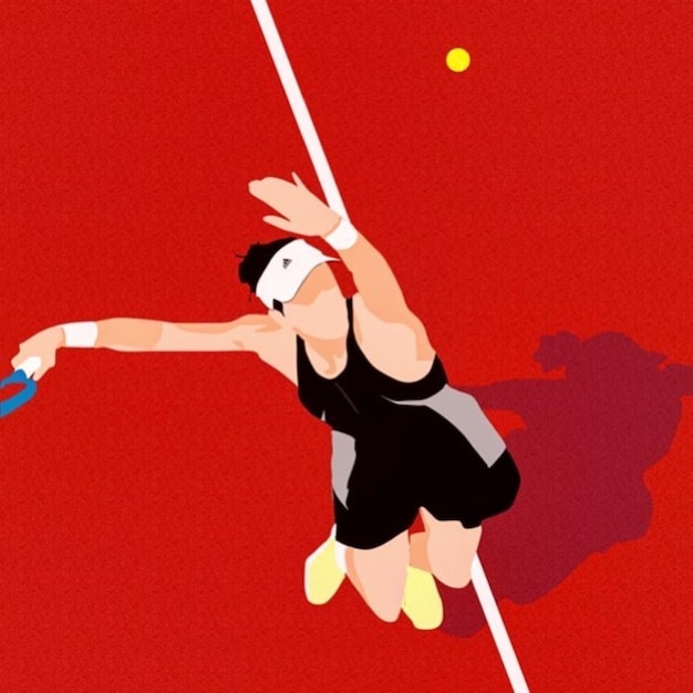 Ilustração da quadra do atleta do esporte de bola de tênis