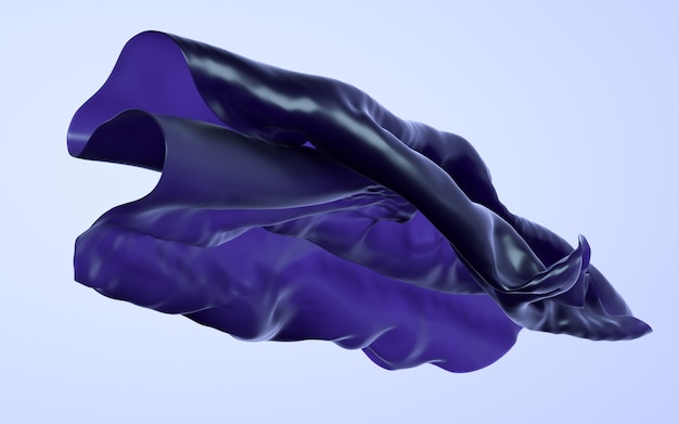 Ilustração da rendição 3d do fundo branco material roxo da cortina transparente macia de pano.