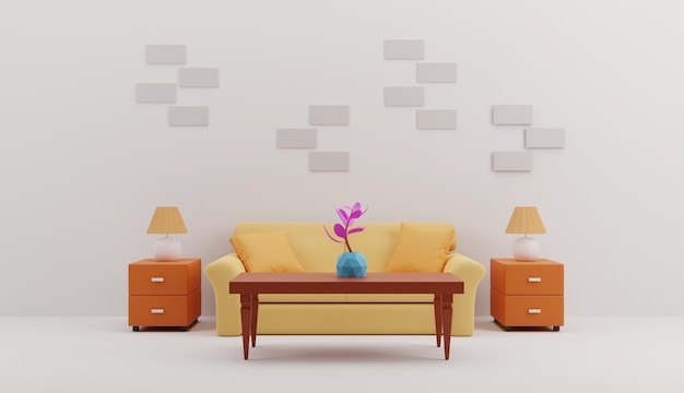 ilustração da sala de estar design 3D