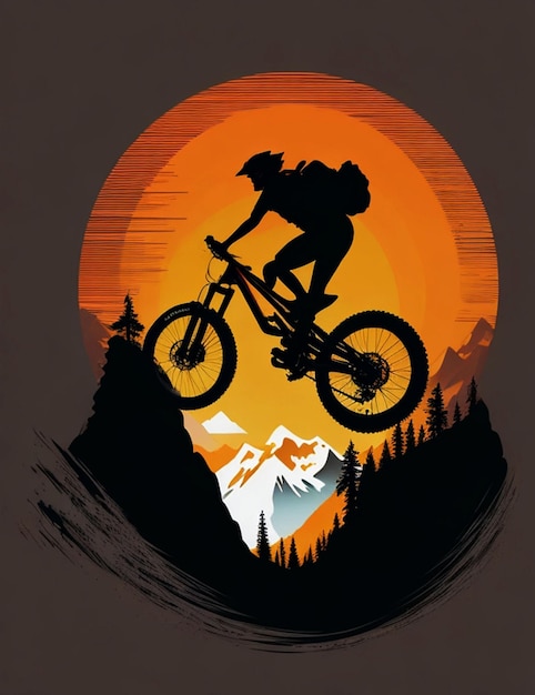 ilustração da silhueta do homem mountain bike