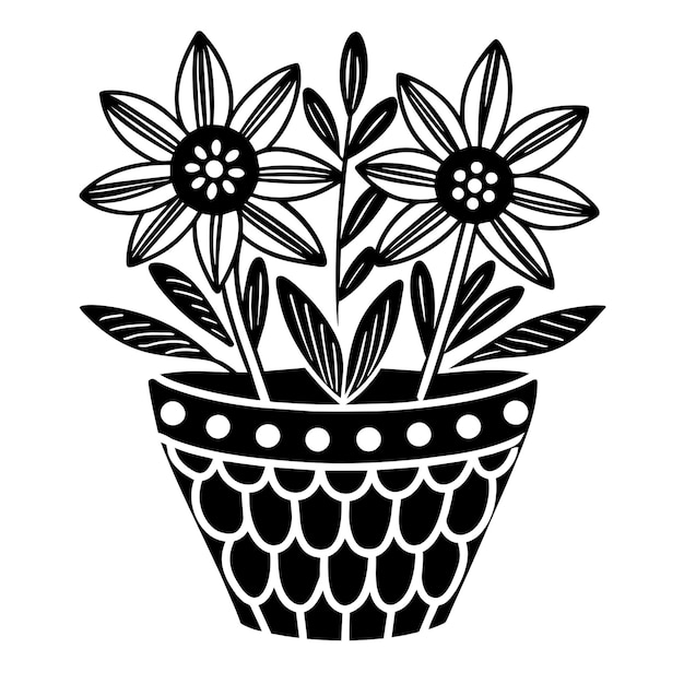 Foto ilustração da silhueta do vaso de flores