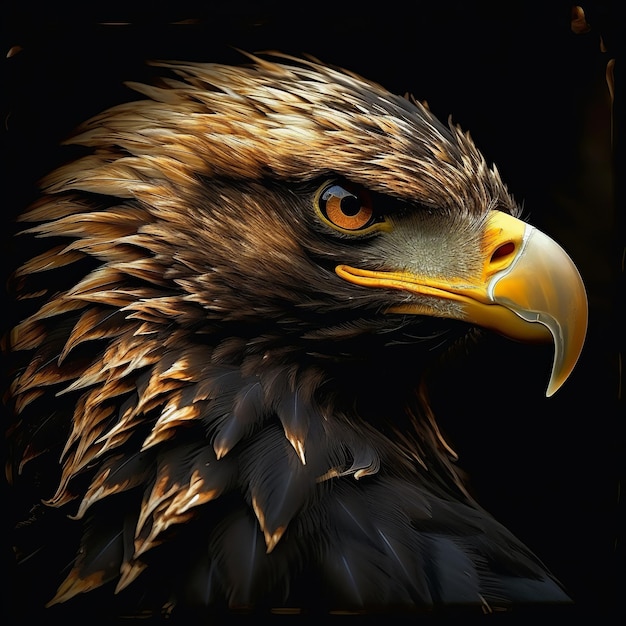 ilustração da silhueta escura de um chiarosc de águia de sombra etérea