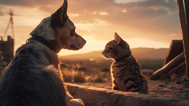 Ilustração da união de cães e gatos