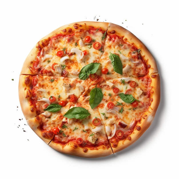 ilustração da vista superior da pizza Generative ai