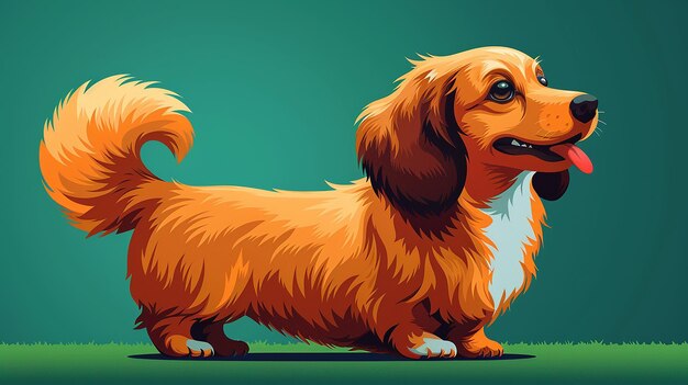 Ilustração Dachshund castanho plano com branco