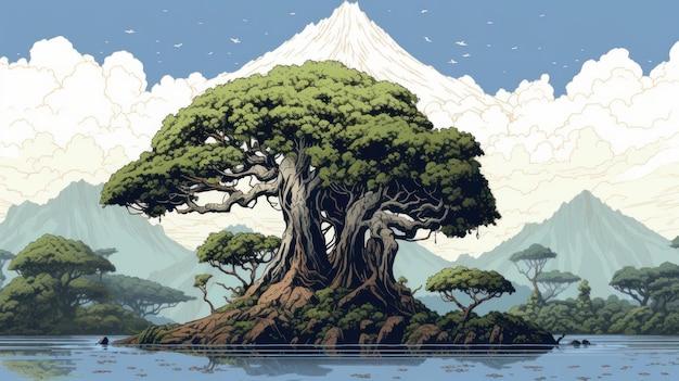 Ilustração de 16 bits do Mangue do Monte Kilimanjaro