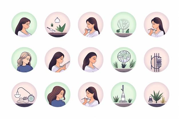 ilustração de 20 ícones modernos para esteticista para Instagram