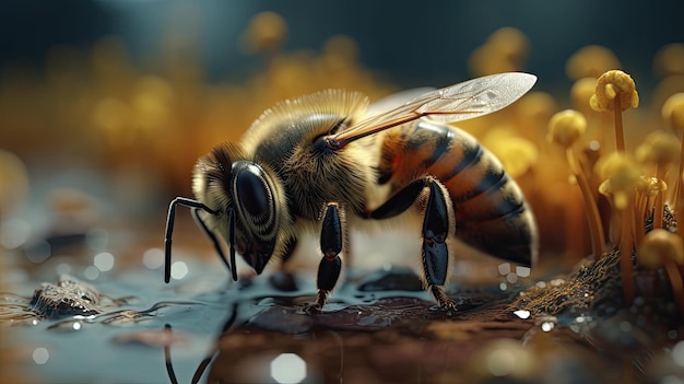 Ilustração de abelhas vistas de perto