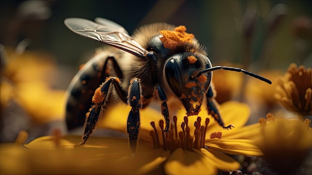 Ilustração de abelhas vistas de perto