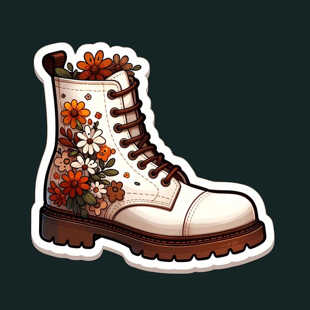 Ilustração de adesivo de bota de combate floral