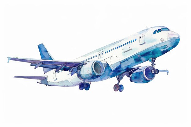 Foto ilustração de aeronaves em aquarela desenhada à mão por jet clipart para as suas necessidades de design de viagem