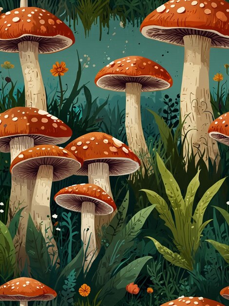 Foto ilustração de agarics de mosca fundo brilhante