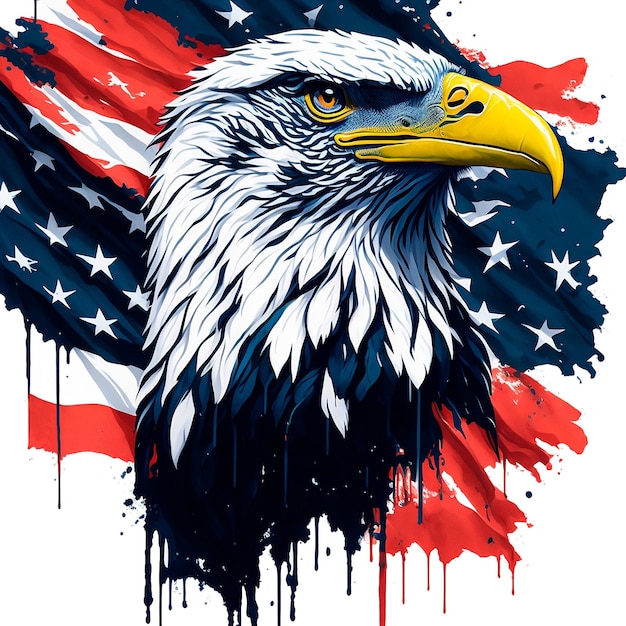 Foto ilustração de águia careca com tema patriótico
