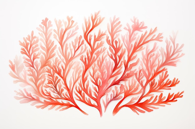 Foto ilustração de algas corais em fundo branco ilustração vetorial living coral aquarela ilustração em textura de papel branco ai gerada