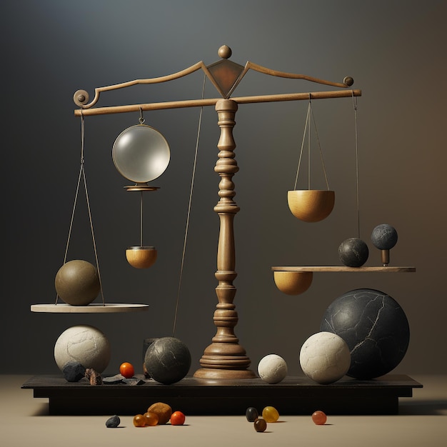 Ilustração de alguns objetos desequilibrados