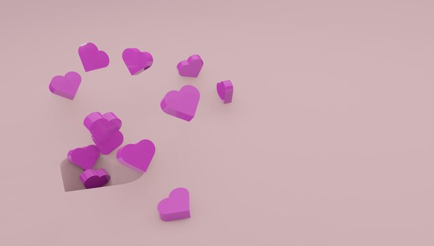 Ilustração de amor com animação 3D de renderização de cores linda e bonita, adequada para a vida familiar