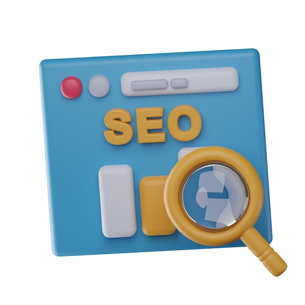 Ilustração de análise de seo 3d