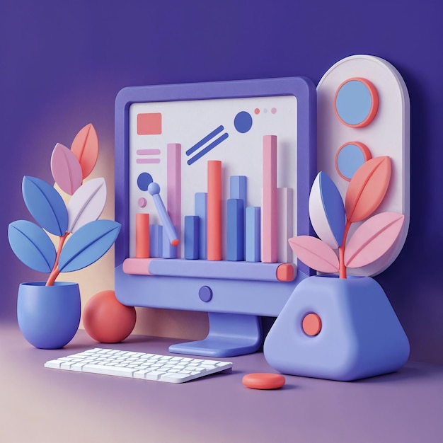 Ilustração de análises de dados modernas e estatísticas empresariais