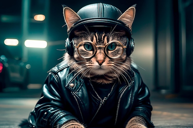 Foto ilustração de animais de estimação de gato steampunk