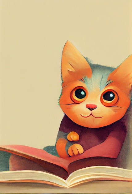Ilustração de animalzinho fofo de gatinho de gato para crianças livro infantil em pintura em aquarela