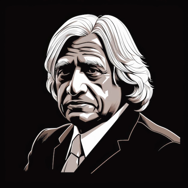 Foto ilustração de apj abdul kalam em fundo preto