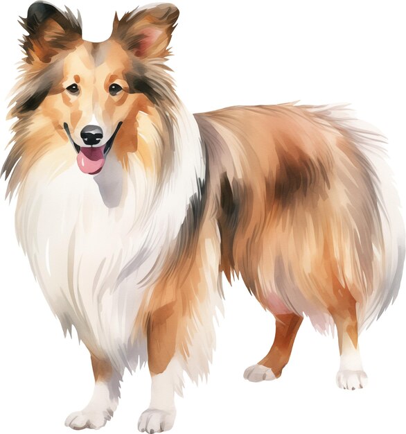 Foto ilustração de aquarela de cão de pastor de shetland