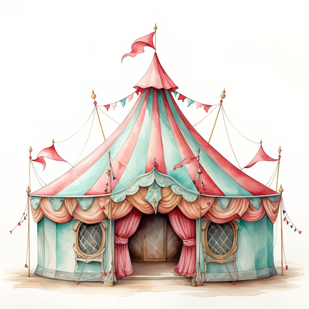 Foto ilustração de aquarela de circo rosa