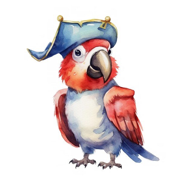 ilustração de aquarela de papagaio de pirata