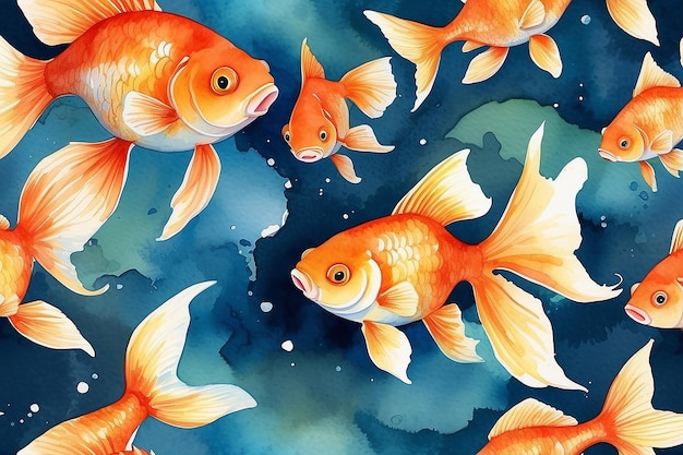 Ilustração de aquarela de peixe dourado