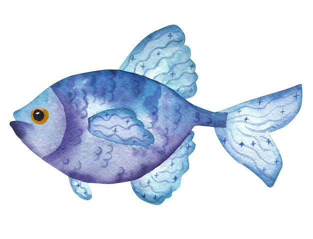 Ilustração de aquarela de peixe fada