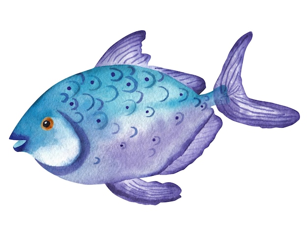 Ilustração de aquarela de peixe fada