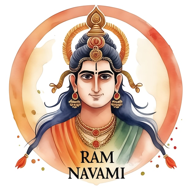 Ilustração de aquarela de Ram Navami com o senhor Rama 3