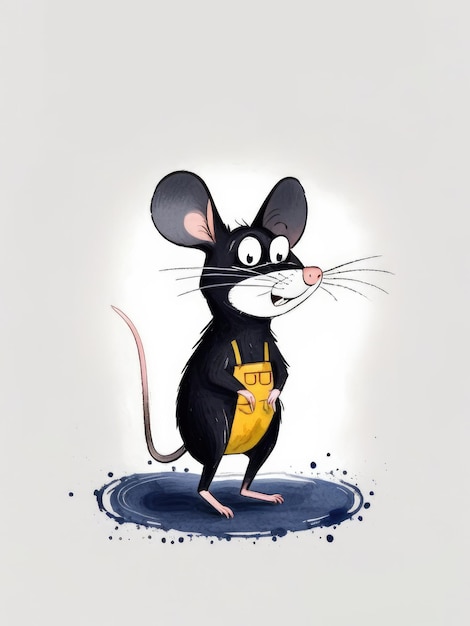 Foto ilustração de aquarela de rato de desenho animado