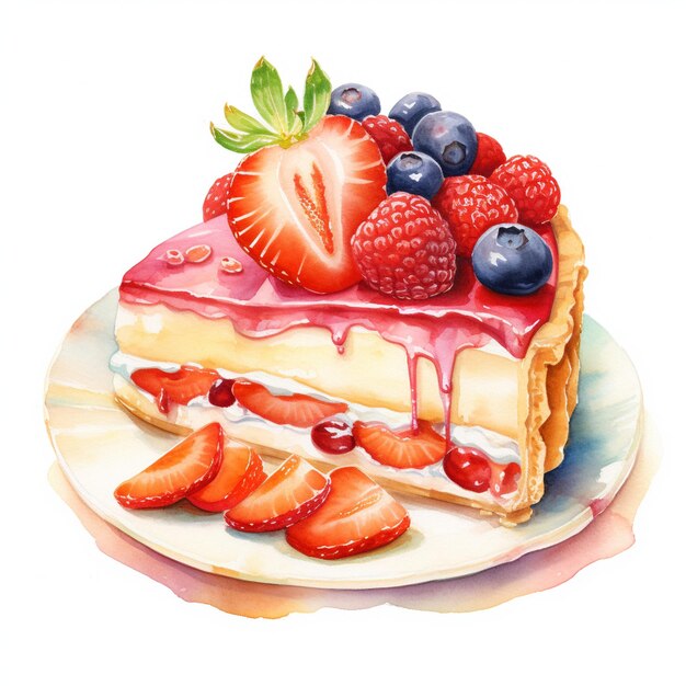 Ilustração de aquarela de torta de maçã isolada em fundo transparente