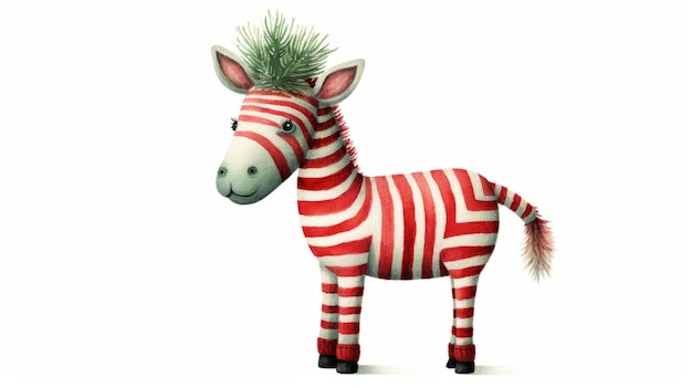 Ilustração de aquarela de zebra bonita em estilo de natal animal engraçado em roupas