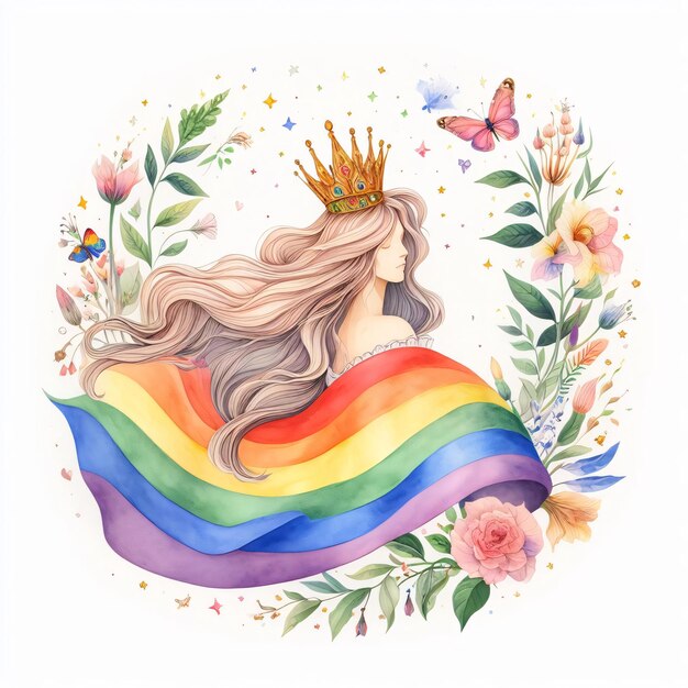 Ilustração de aquarela do orgulho LGBTQAI