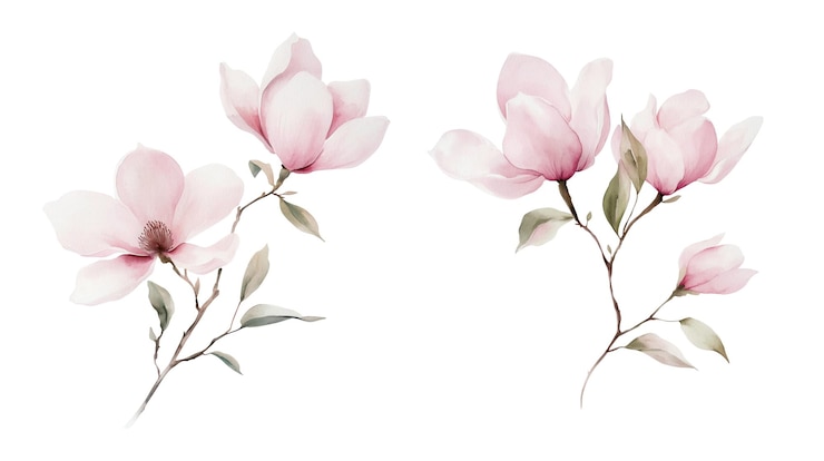 Foto ilustração de aquarela magnolia branch ilustração botânica para convite e mídias sociais