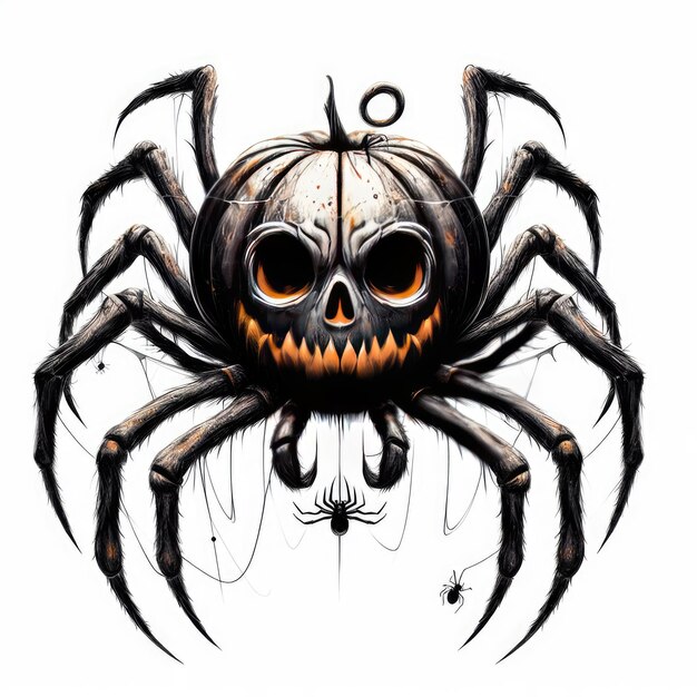 Foto ilustração de aranha de halloween isolada em um fundo branco