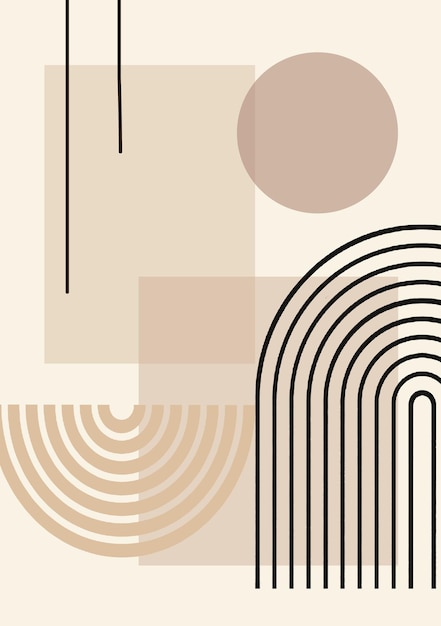 Ilustração de arte abstrata de meados do século