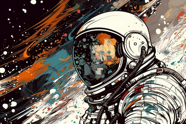 Ilustração de arte astronauta ilustração de espaço de fundo grunge