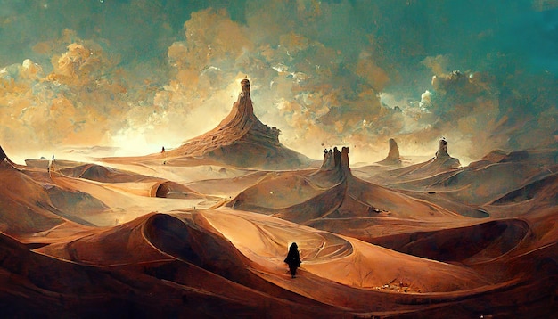 Ilustração de arte conceitual do explorador do deserto