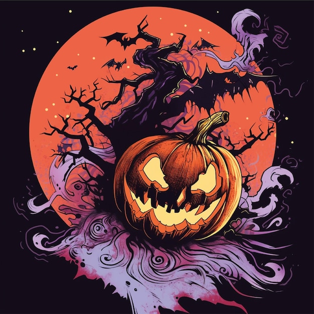 ilustração de arte de camiseta gráfica de halloween