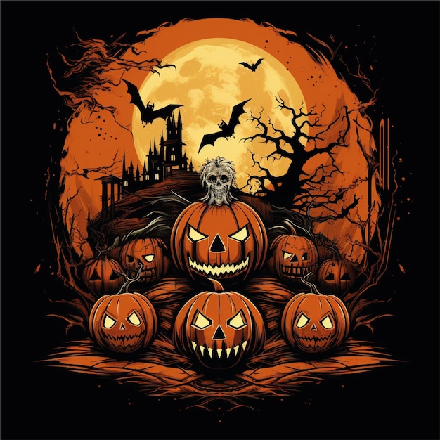 ilustração de arte de camiseta gráfica de halloween