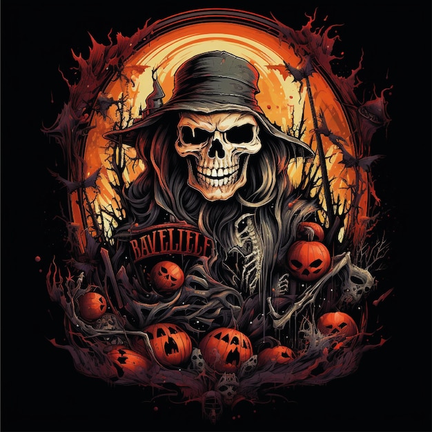 ilustração de arte de camiseta gráfica de halloween