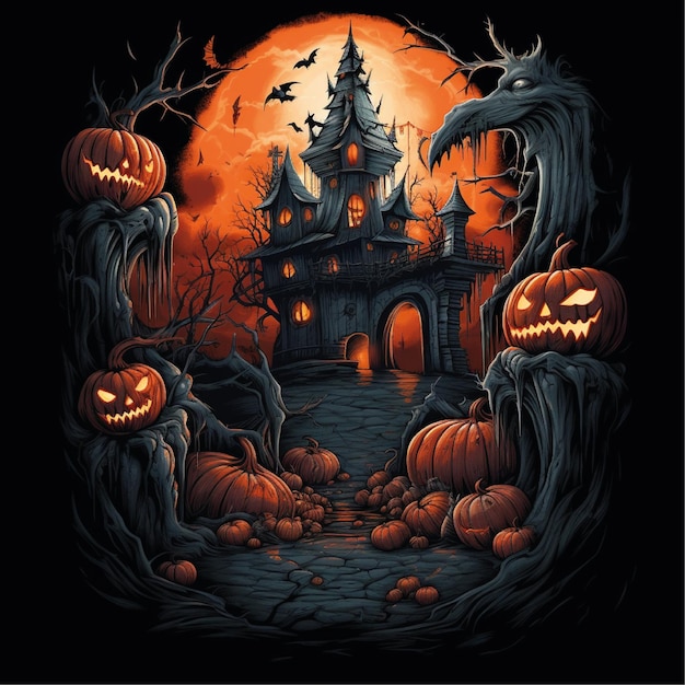 ilustração de arte de camiseta gráfica de halloween