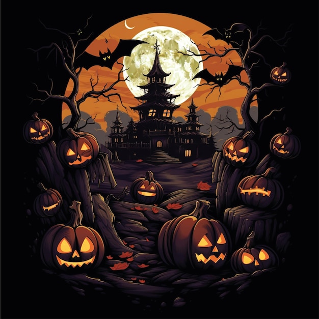 ilustração de arte de camiseta gráfica de halloween