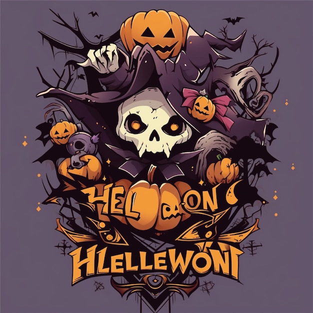 Foto ilustração de arte de camiseta gráfica de halloween