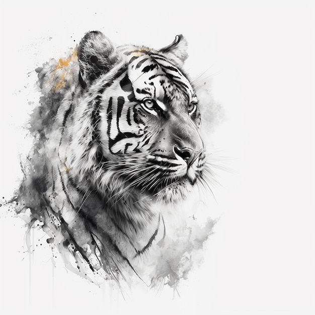 Ilustração de arte de esboço de tigre imagem de fundo branco arte gerada por Ai